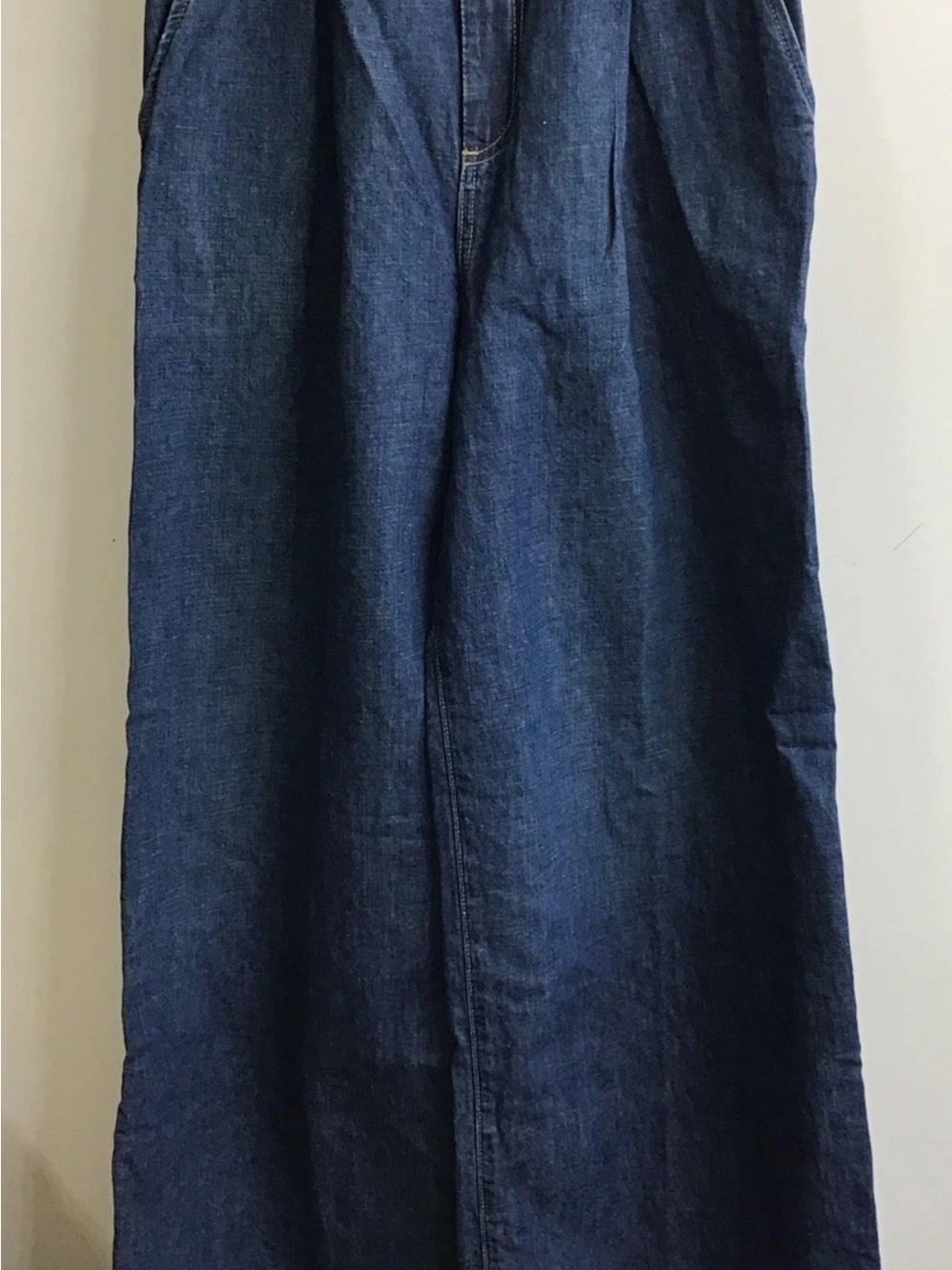 NWT TWP Greene St. Wide Leg Linen Blend Pants Dark Wash Blue Cotton $495 Size 29 - Picture 10 of 11